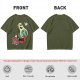 Olive T-Shirt with Cartoon Avocado Globe Travel Print