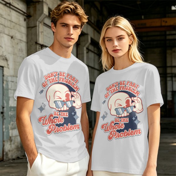 Olive Graphic T-Shirt With Sarcastic Skull Problem Quote