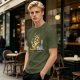 Olive T-Shirt With Mad Scientist Cat Chemistry Lab Print