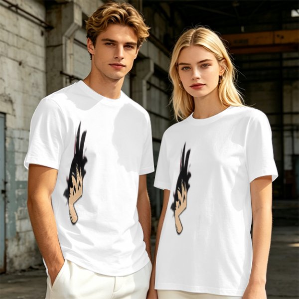Olive green oversized t-shirt with stylized hand graphic print