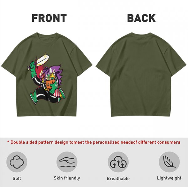 Olive T-shirt with Halloween Jack-o'-lantern Warrior Graphic