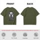 Olive t-shirt with dark anime winged warrior under full moon print