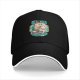 Black Baseball Cap with Blue Sea Pirate Ship Graphic Print