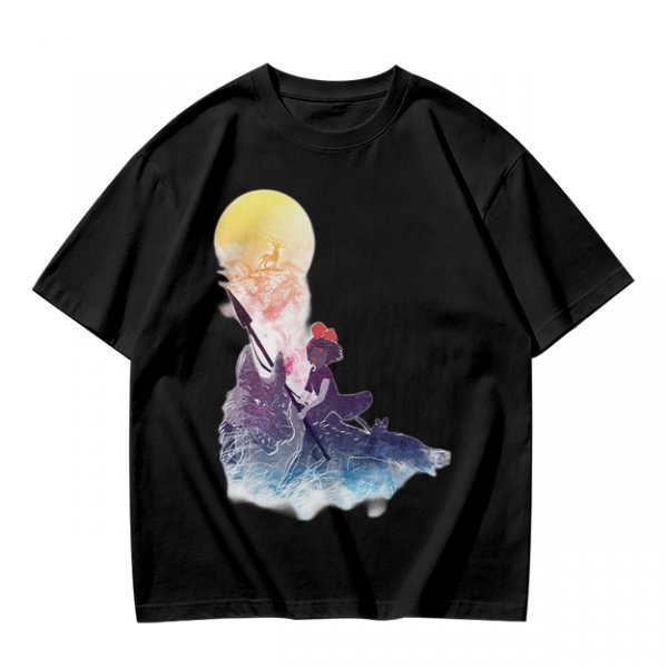 Olive T-Shirt with Watercolor Witch and Moon Art Print