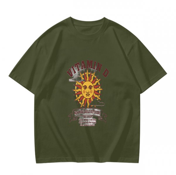 Olive t-shirt with Vitamin D sun graphic print