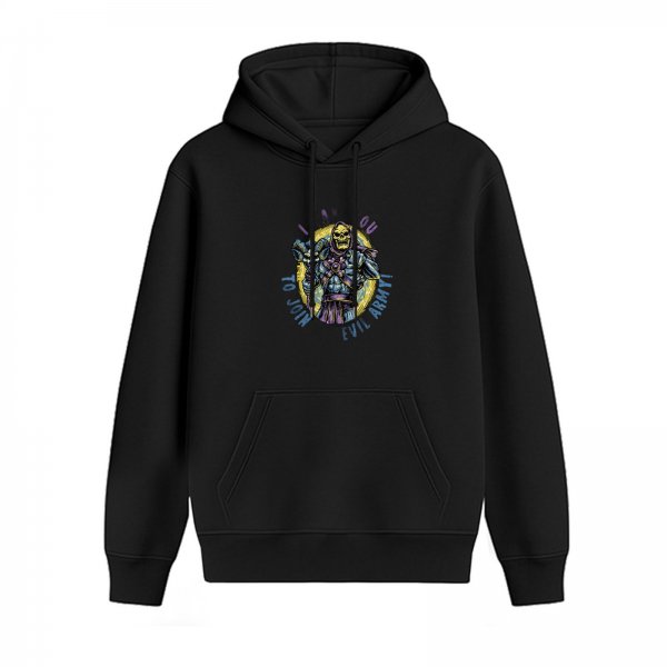 Black hoodie with Skeletor join evil army graphic