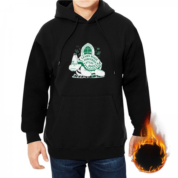 Black Hoodie With Wizard Turtle Learn Magic Sorceries Spells Graphic