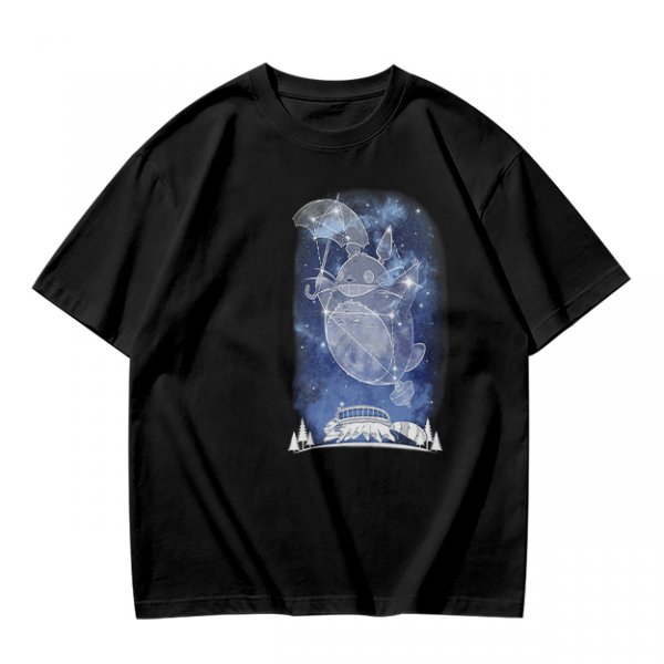 Olive T-Shirt With Constellation Totoro Starry Night Print