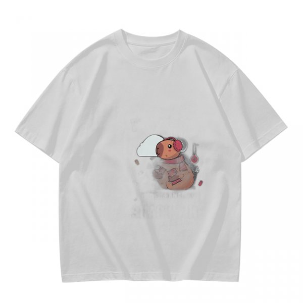Olive Green T-Shirt With Cute Cartoon Pig Print
