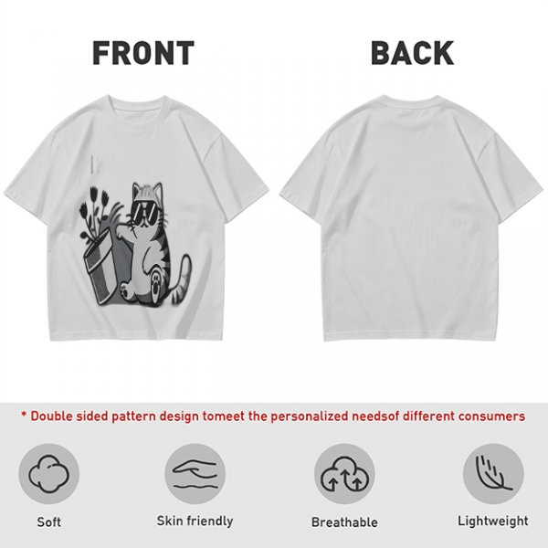 Olive T-Shirt With Cool Cat Wearing Sunglasses Knocking Over Potted Plant