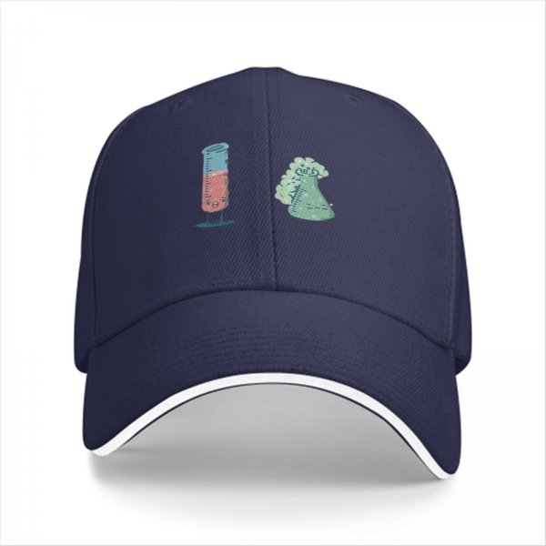 Black Baseball Cap With Cute Science Lab Beaker Print