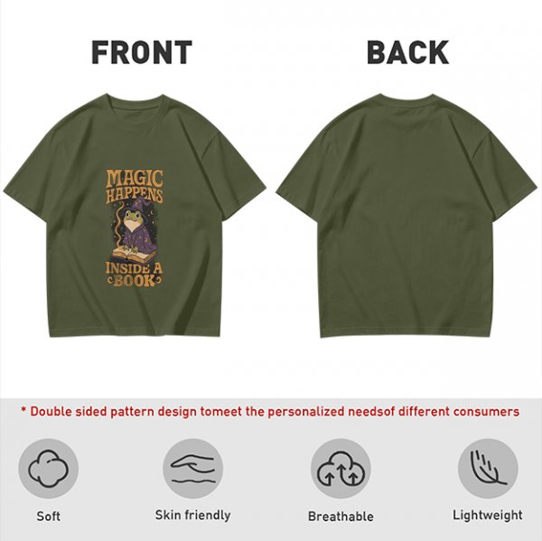 Magic Happens Inside A Book Frog Wizard Graphic T-Shirt
