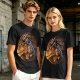 Olive T-Shirt With Dragon And Warrior Fantasy Art Print