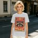 Olive T-Shirt With Raccoon El Diablo Tarot Card Print