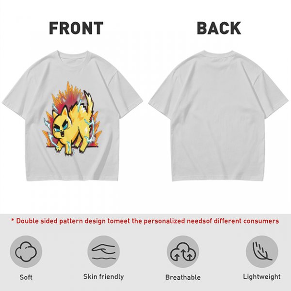 Olive T-Shirt With Super Saiyan Style Electric Cat Graphic