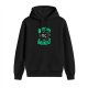Black hoodie with 'On My Way To Overreact' cat graphic
