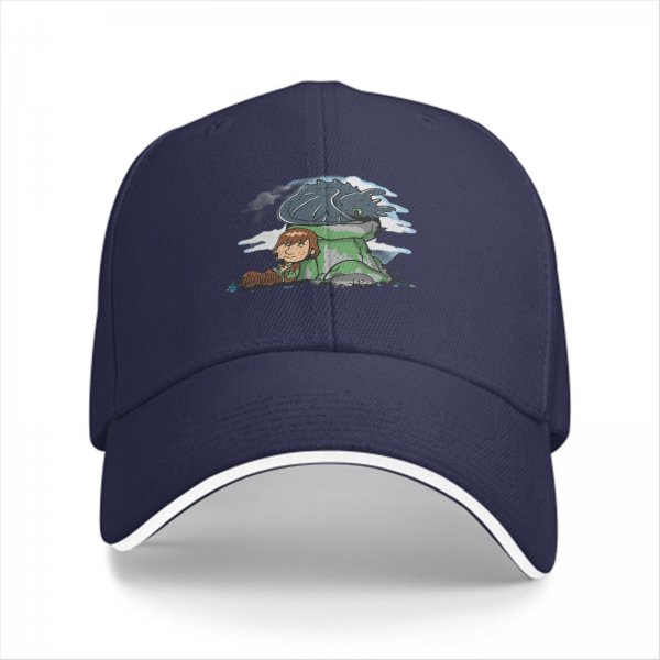 Black Baseball Cap Featuring How to Train Your Dragon Hiccup and Toothless Art