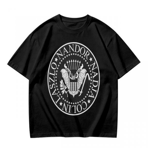 Olive T-Shirt with Vampire Roommates Names Presidential Seal Print