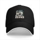 Black baseball cap with 'Fueled by Coffee & Existential Dread' grim reaper graphic