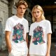 Olive T-Shirt With Girls On A Teal Tiger Graphic Print