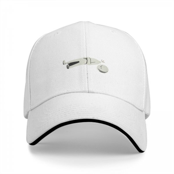 Black Baseball Cap With Funny Disconnected Stick Figure Print
