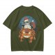 Olive T-shirt with Christmas Totoro Riding Catbus Graphic