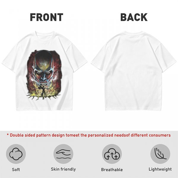 Olive T-shirt with Attack on Titan Colossal Titan Graphic Print