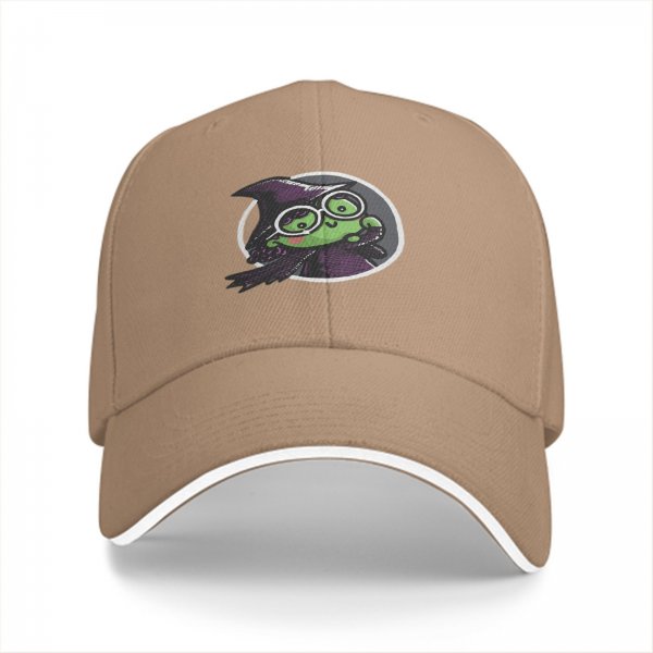 Black Baseball Cap With Cute Witch Frog Graphic Design