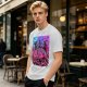 Olive T-Shirt With Neon Cyberpunk Warrior Women Graphic