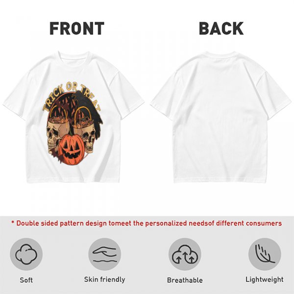 Olive Halloween Trick or Treat Skull Jack-o'-lantern Graphic T-Shirt