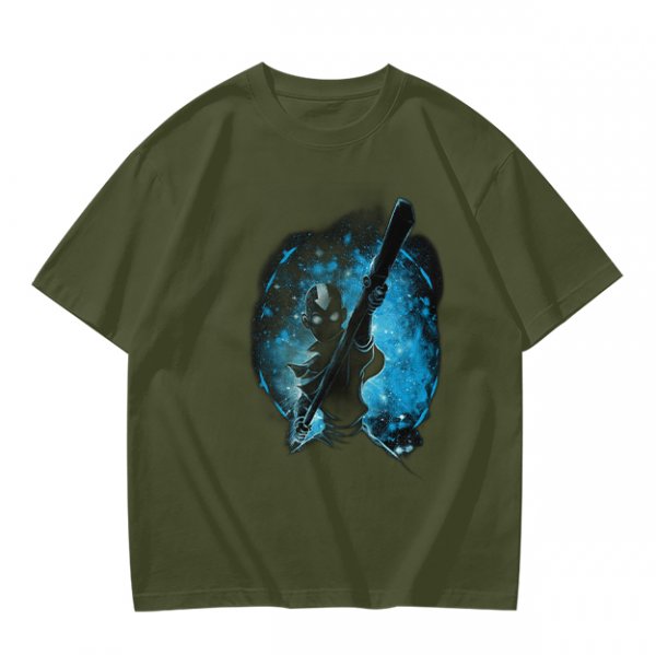 Olive T-Shirt With Galaxy Guitar Player Graphic Print