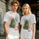 Olive T-Shirt with Totoro Cherry Blossom Stamp Art Print