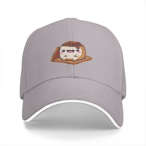 Black Baseball Cap With Cute Smores Character Print