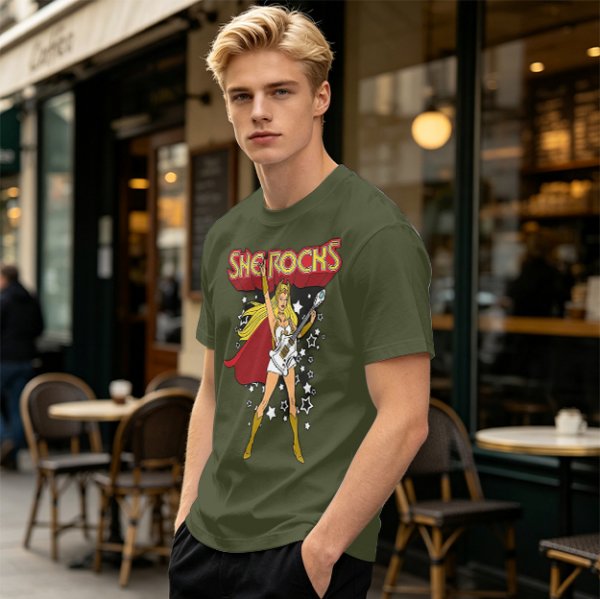 Olive Green She-Ra 'She Rocks' Graphic T-Shirt