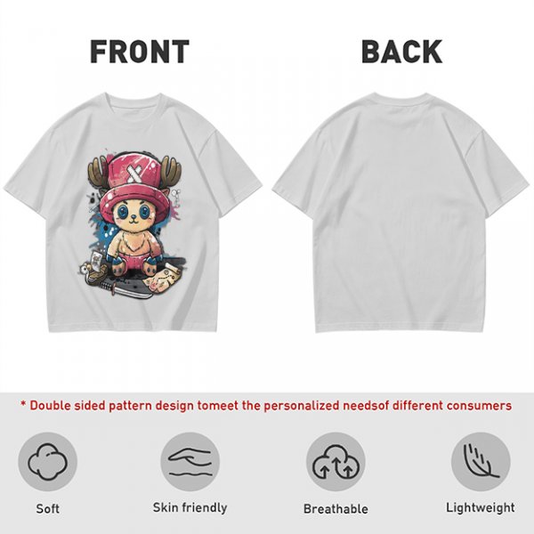 Olive T-shirt with One Piece Tony Tony Chopper Graphic Print
