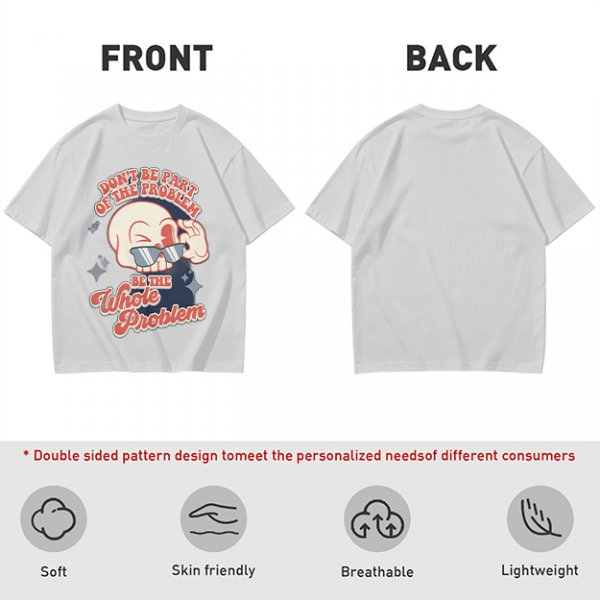 Olive Graphic T-Shirt With Sarcastic Skull Problem Quote