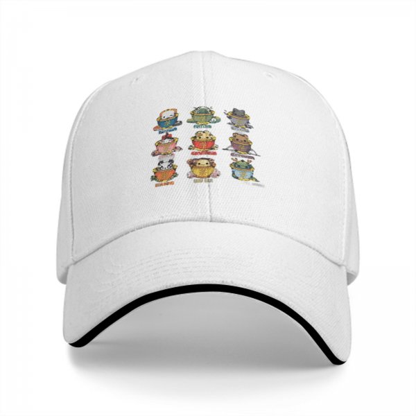Black Baseball Cap With Cute Animal Teacup Character Print