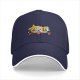Black baseball cap with retro taco and beer cartoon graphic