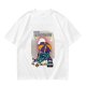 Olive T-shirt with Superhero Lounging Under Beach Umbrella Print