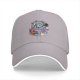 Black Baseball Cap With Whimsical Blue Cat Art Print