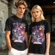 Olive T-Shirt With Cute Occult Monster And Spell Book Print