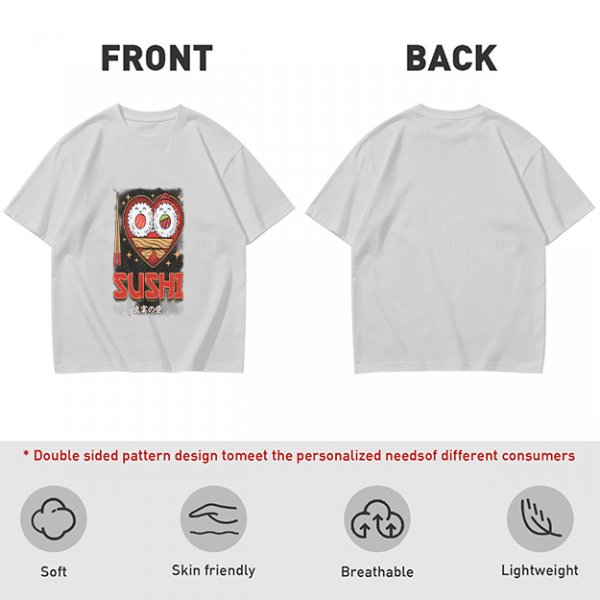 Olive T-Shirt With Cute Sushi Heart Graphic That Says I Love Sushi