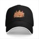 Black baseball cap with sleeping dragon and pizza food art print