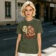 Olive Green T-Shirt With Cute Cartoon Turtle Graphic
