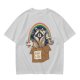 Olive T-Shirt With Raccoon Opossum Adopt A Cat Rainbow Print