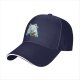 Black Baseball Cap With White Wolf And Moon Graphic Design