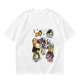 Olive T-Shirt With Playful Space Cats Graphic Print