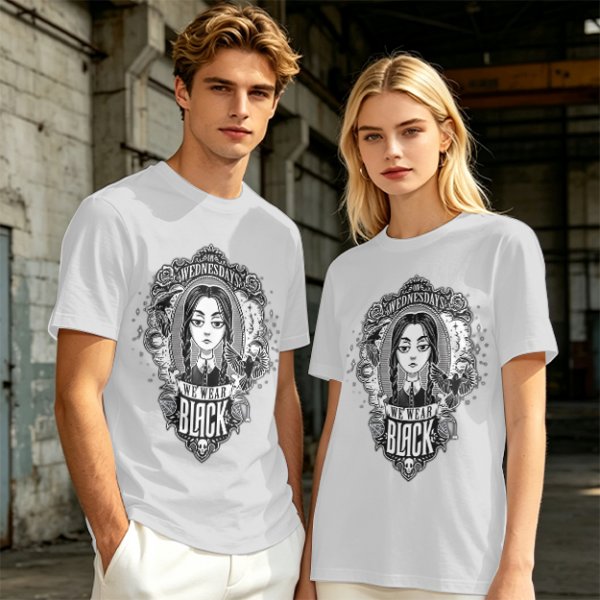 Olive Wednesday Addams We Wear Black Graphic T-Shirt