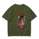 Olive green anime t-shirt with Attack on Titan printed design