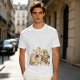 Olive Green T-Shirt With Chasing Chickens And Elf Character Print